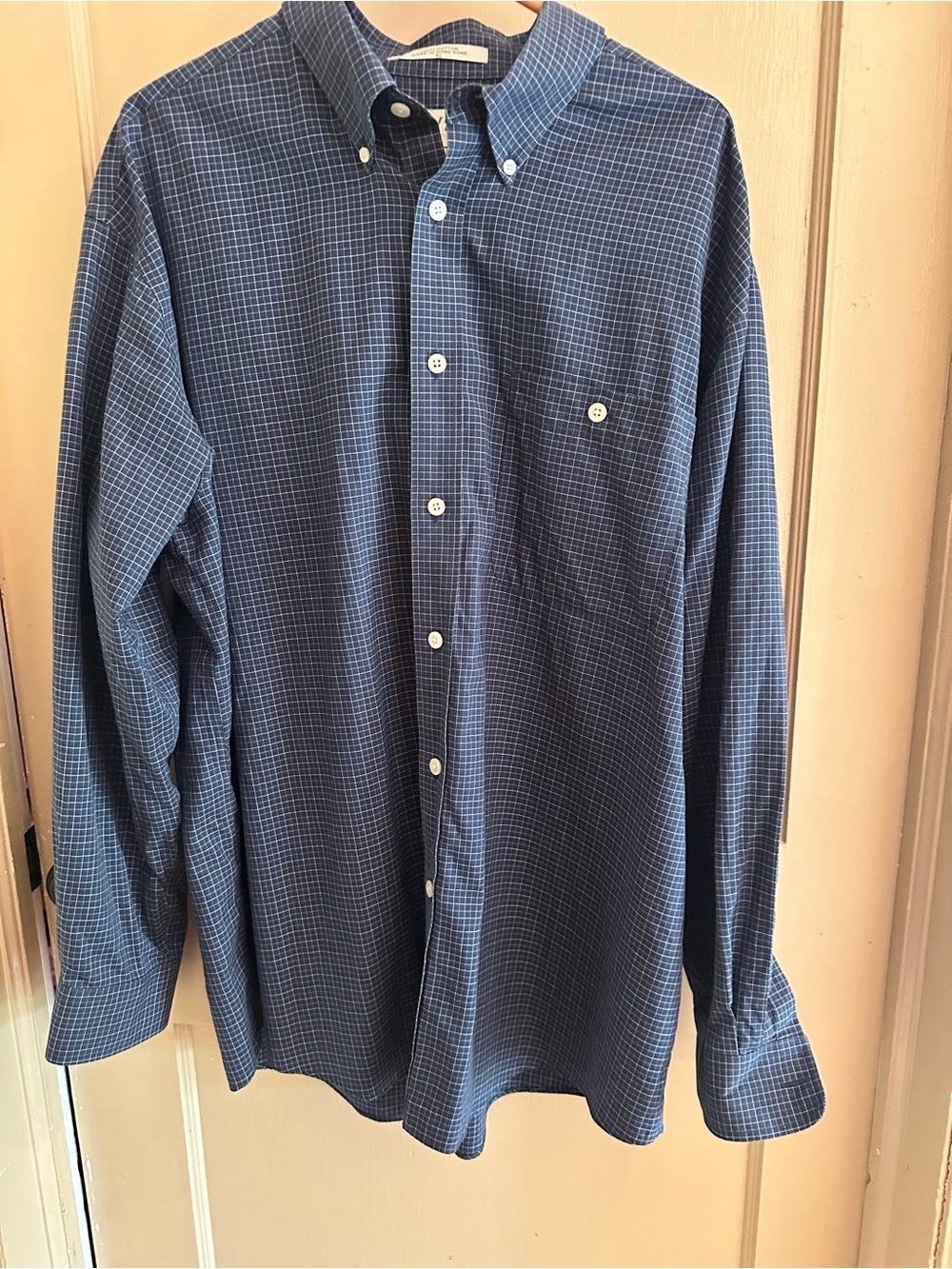 Orvis Blue Windowpane Button-Down Shirt-XL